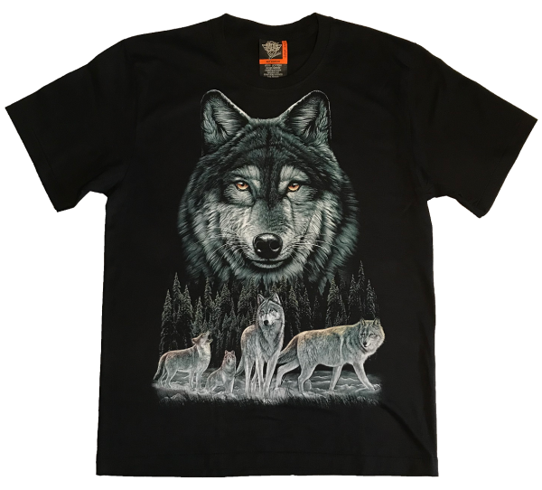 Grüner Wolfskopf mit Rudel - 4222